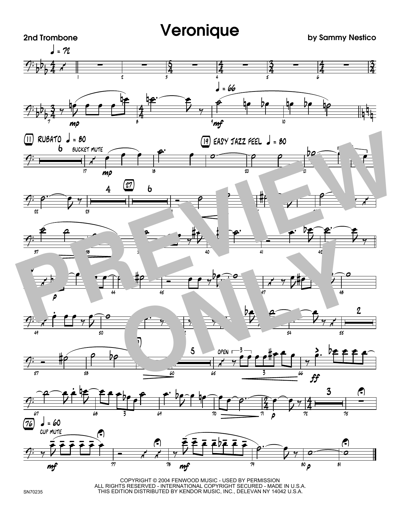 Download Sammy Nestico Veronique - 2nd Trombone Sheet Music