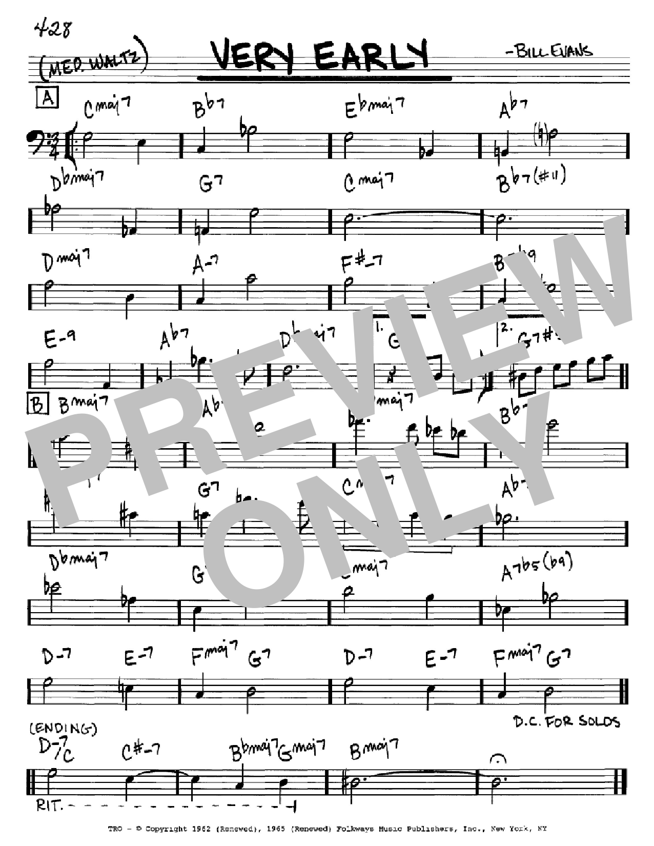 Download Bill Evans Very Early Sheet Music