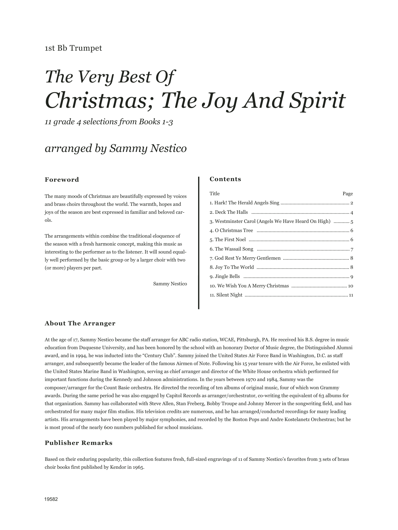 Download Sammy Nestico Very Best Of Christmas; The Joy And Spi Sheet Music