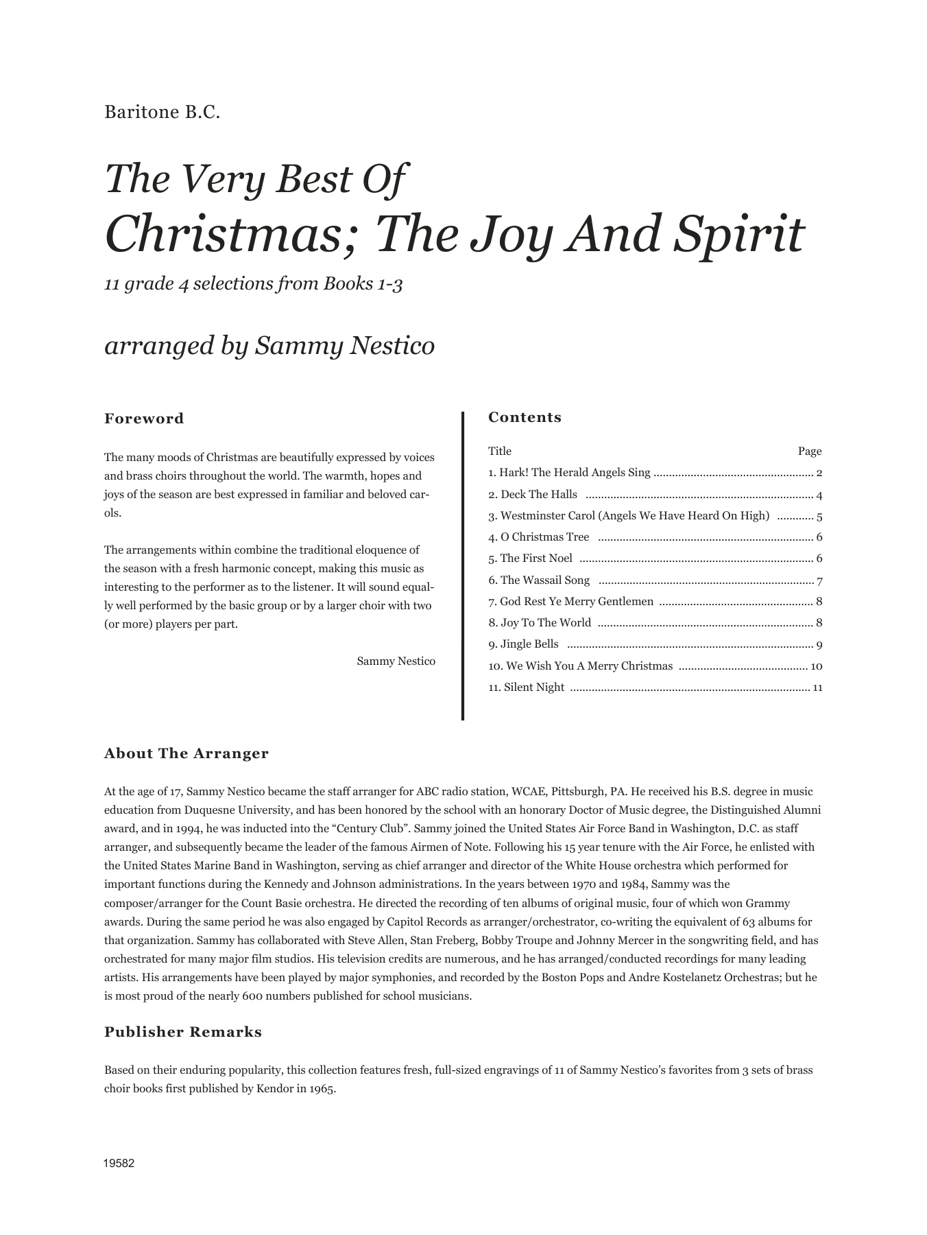 Download Sammy Nestico Very Best Of Christmas; The Joy And Spi Sheet Music