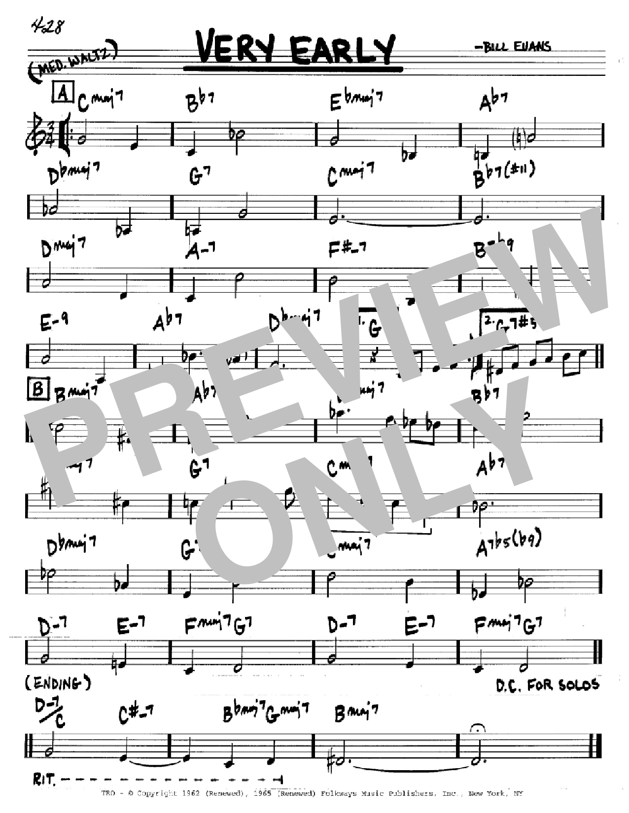 Download Bill Evans Very Early Sheet Music