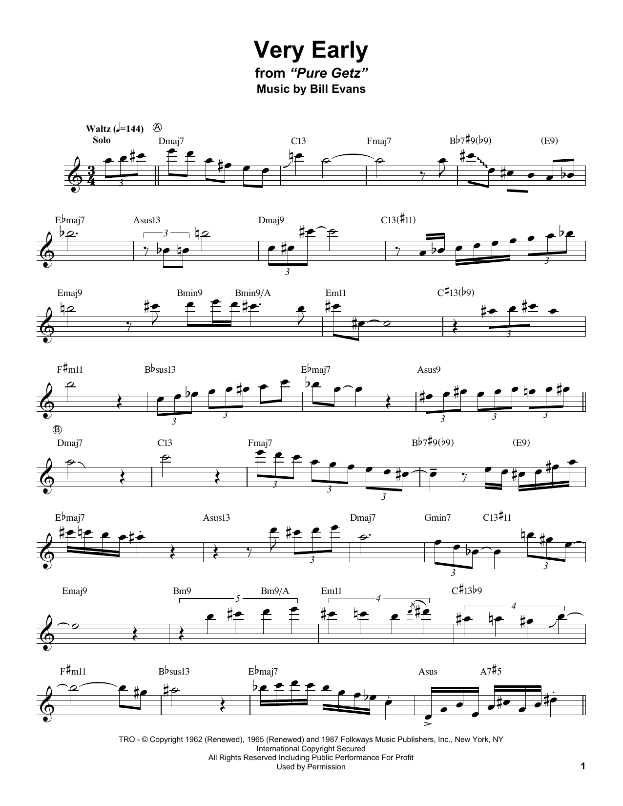Download Stan Getz Very Early Sheet Music
