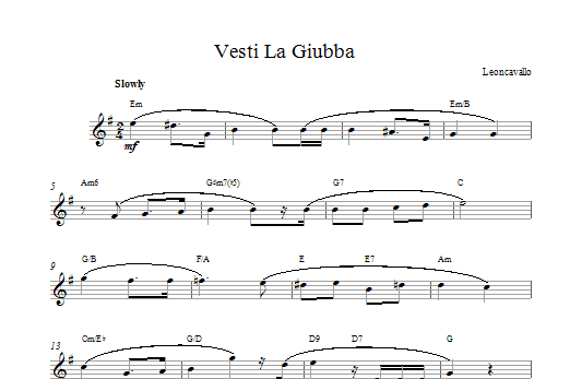 Ruggero Leoncavallo Vesti La Giubba sheet music notes printable PDF score