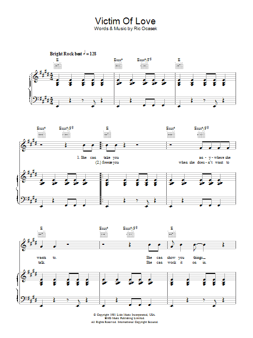 Download The Cars Victim Of Love Sheet Music