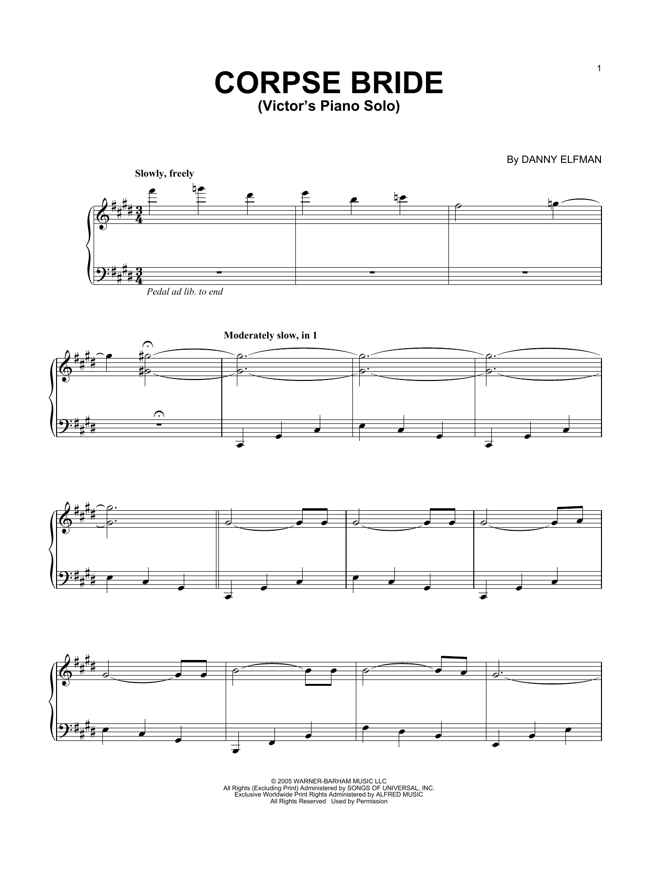 Download Danny Elfman Victor's Piano Solo (from Corpse Bride) Sheet Music