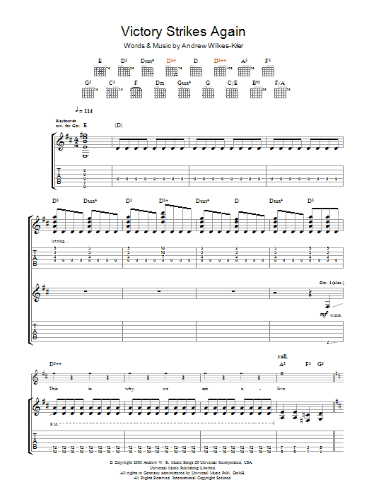 Download Andrew WK Victory Strikes Again Sheet Music