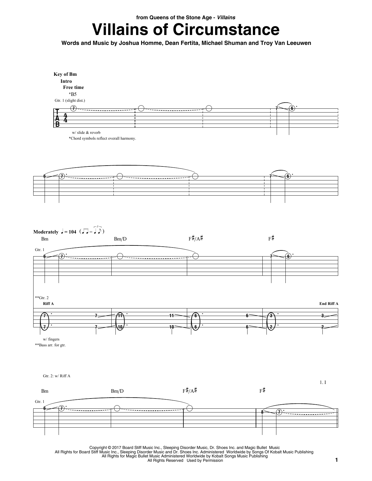 Download Queens Of The Stone Age Villains Of Circumstance Sheet Music
