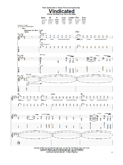 Download Dashboard Confessional Vindicated Sheet Music