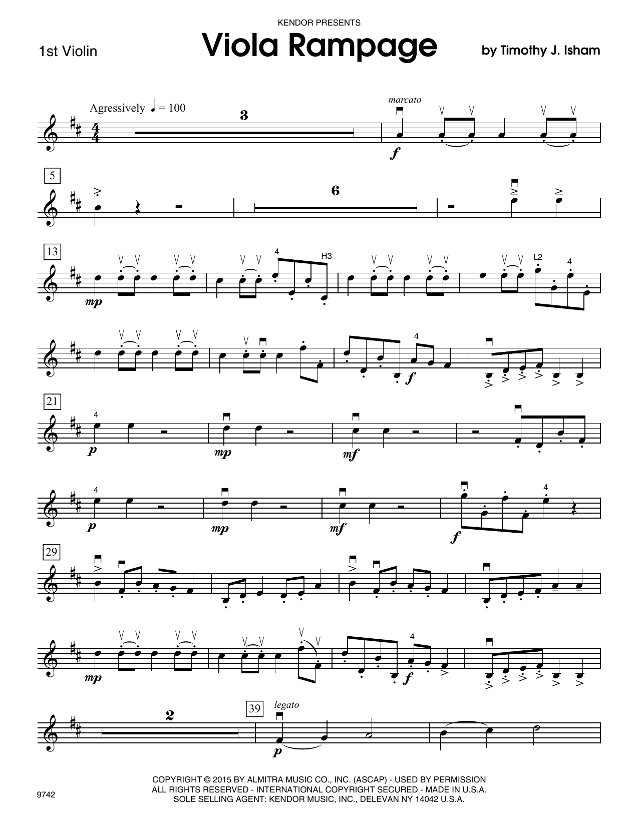 Download Timothy Isham Viola Rampage - 1st Violin Sheet Music