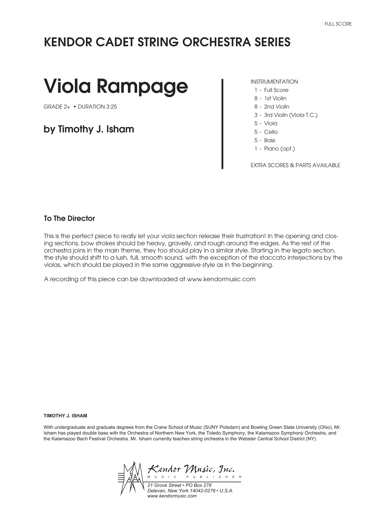 Download Timothy Isham Viola Rampage - Full Score Sheet Music