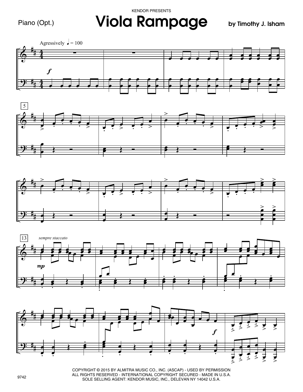 Download Timothy Isham Viola Rampage - Piano Accompaniment Sheet Music
