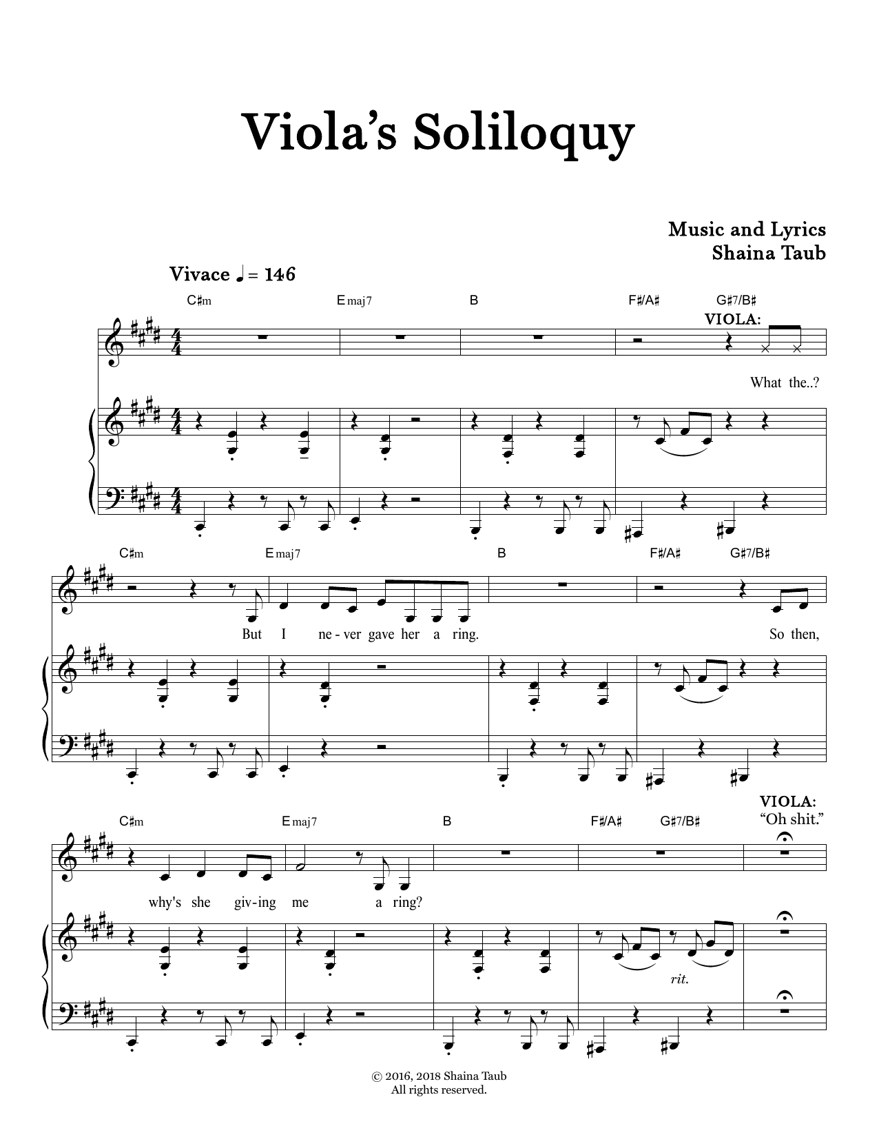Download Shaina Taub Viola's Soliloquy (from Twelfth Night) Sheet Music