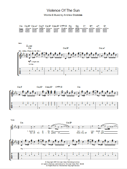 Download Wolfmother Violence Of The Sun Sheet Music