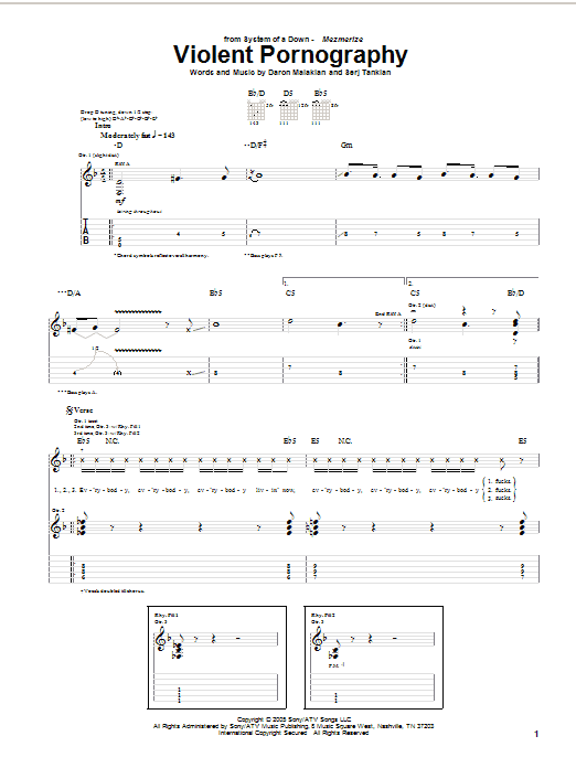 Download System Of A Down Violent Pornography Sheet Music