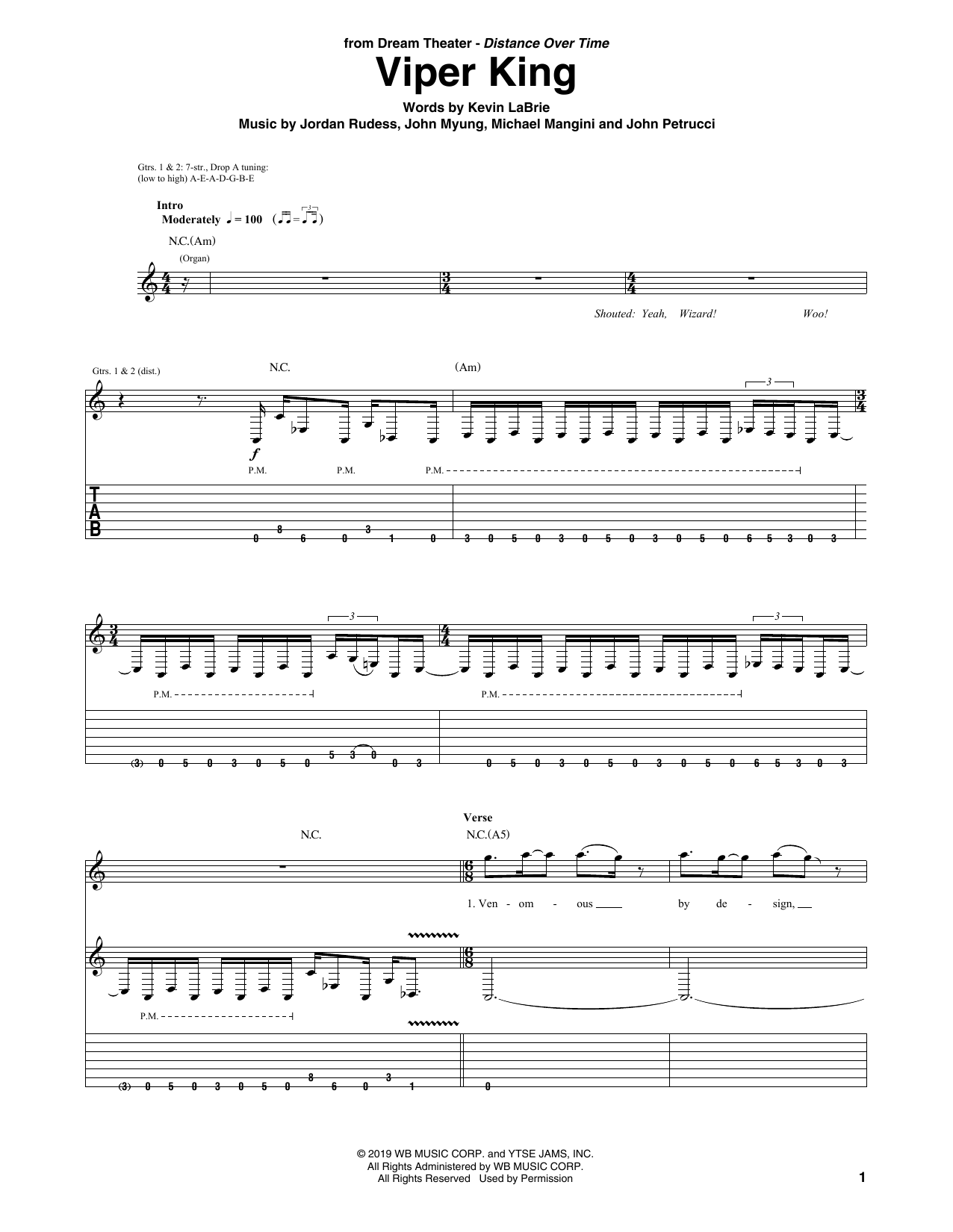 Download Dream Theater Viper King Sheet Music
