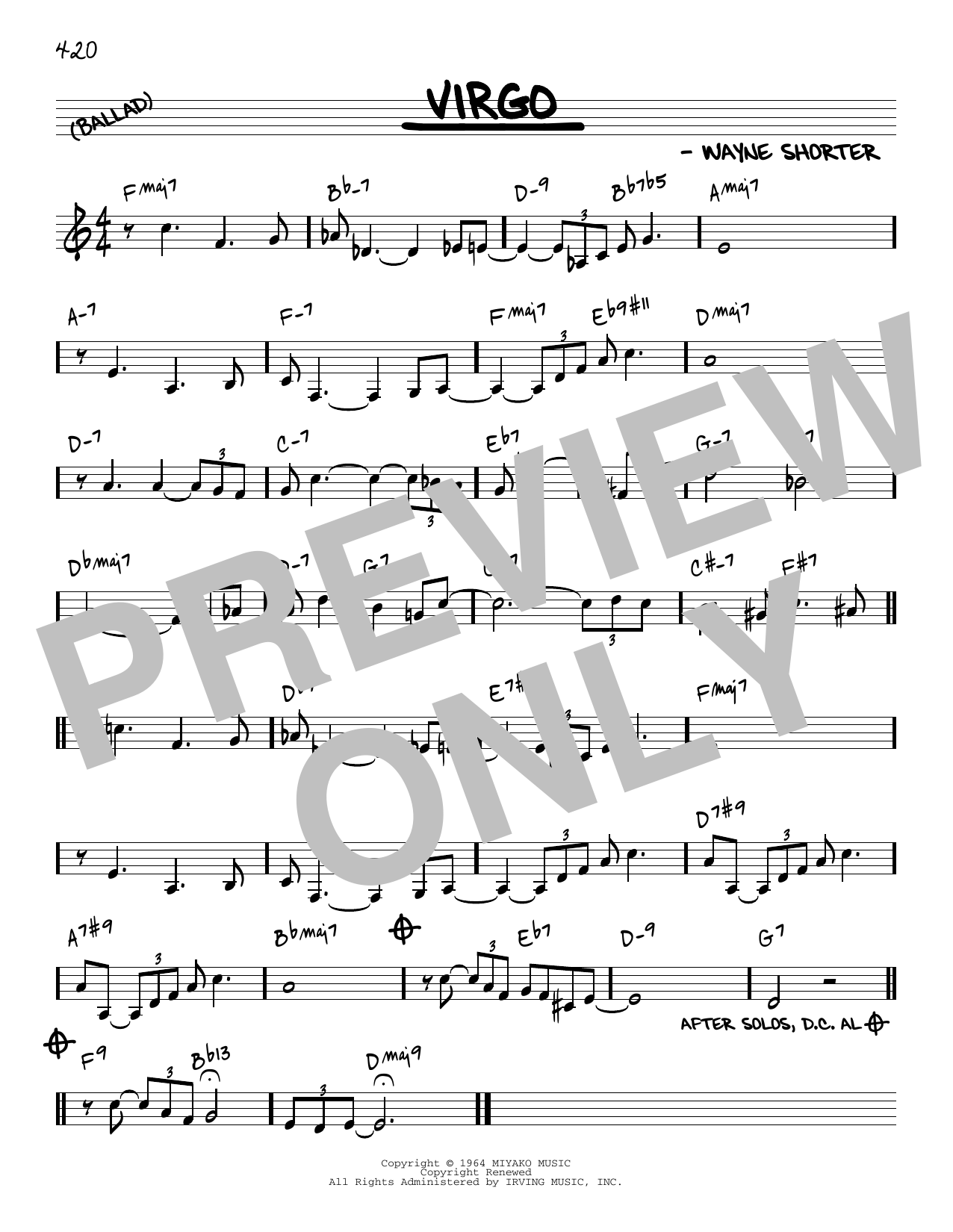 Download Wayne Shorter Virgo [Reharmonized version] (arr. Jack Sheet Music