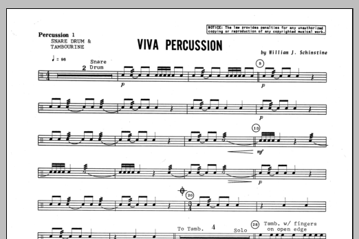 Download Schinstine Viva Percussion - Percussion 1 Sheet Music