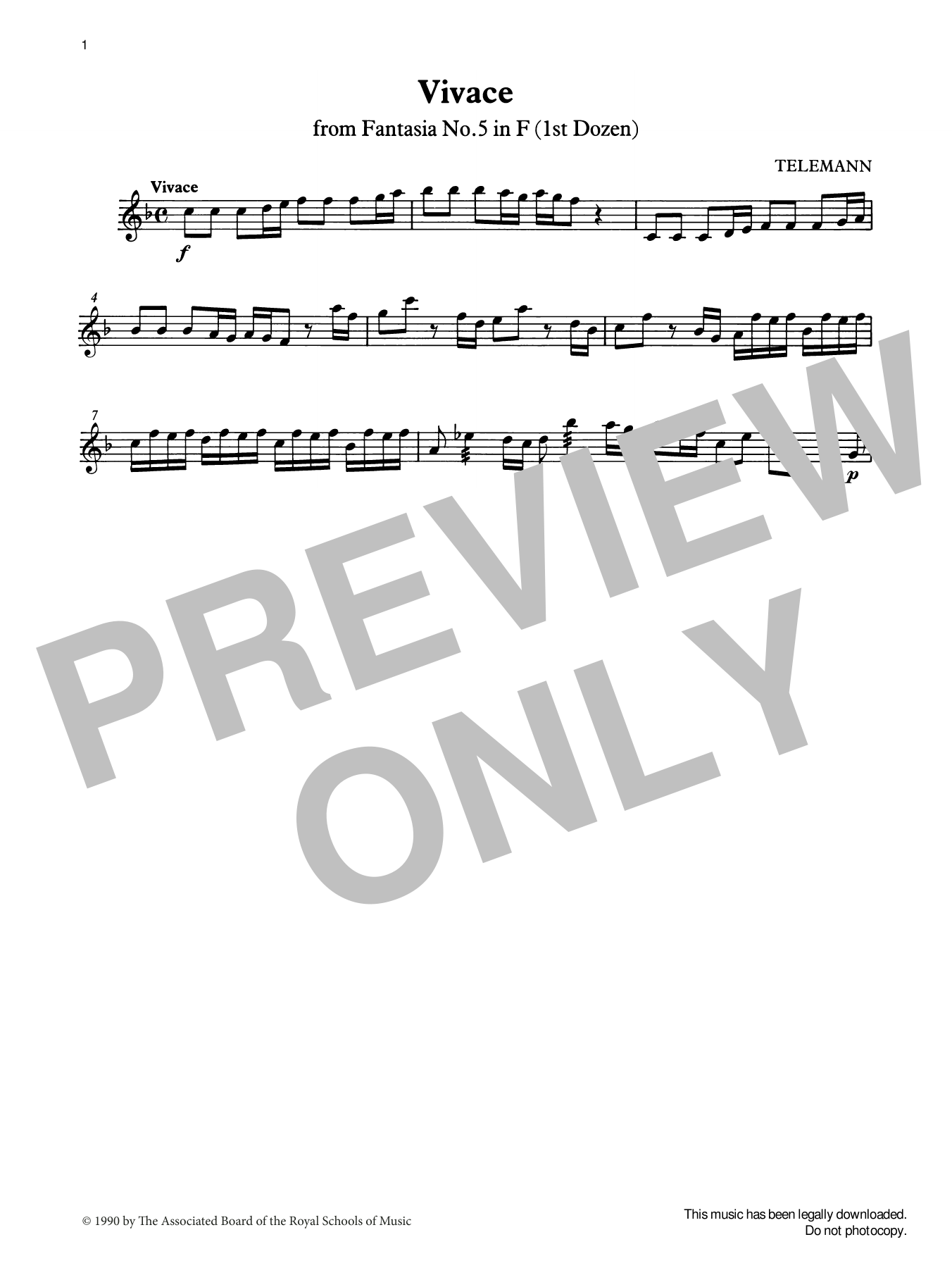 Download G. P. Telemann Vivace from Graded Music for Tuned Perc Sheet Music