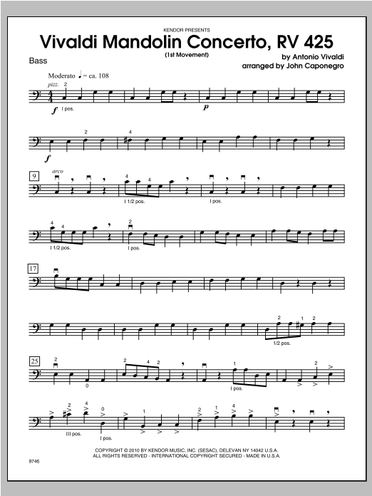 Download Caponegro Vivaldi Mandolin Concerto, RV 425 (1st Sheet Music