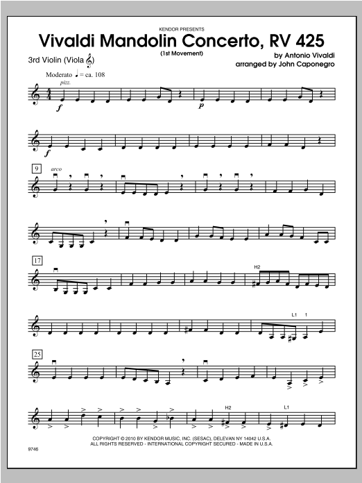 Download Caponegro Vivaldi Mandolin Concerto, RV 425 (1st Sheet Music