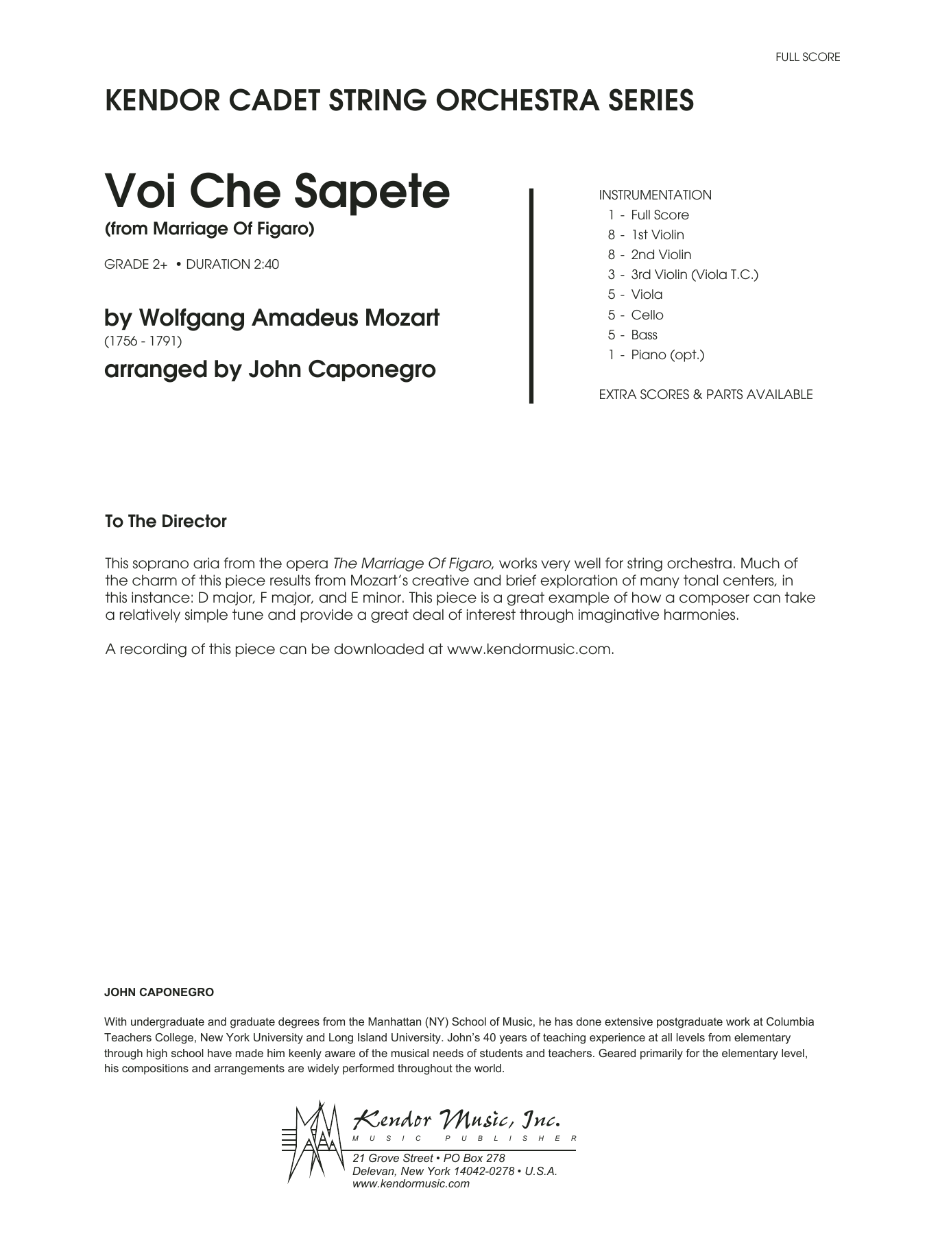 Download John Caponegro Voi Che Sapete (from Marriage Of Figaro Sheet Music