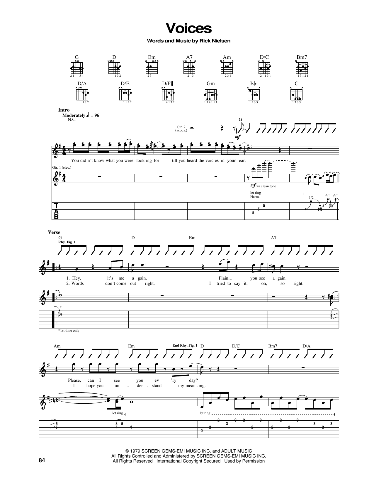 Download Cheap Trick Voices Sheet Music