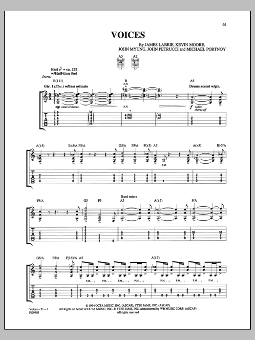 Download Dream Theater Voices Sheet Music