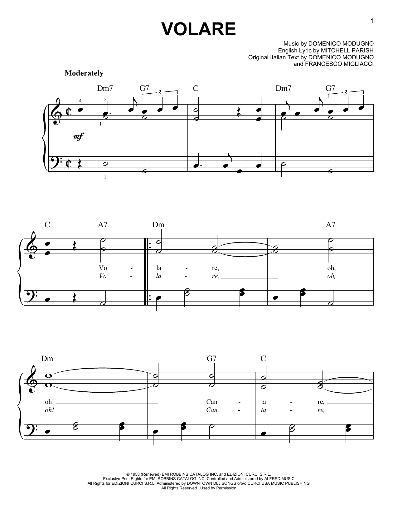 Download Domenico Modugno Volare Sheet Music