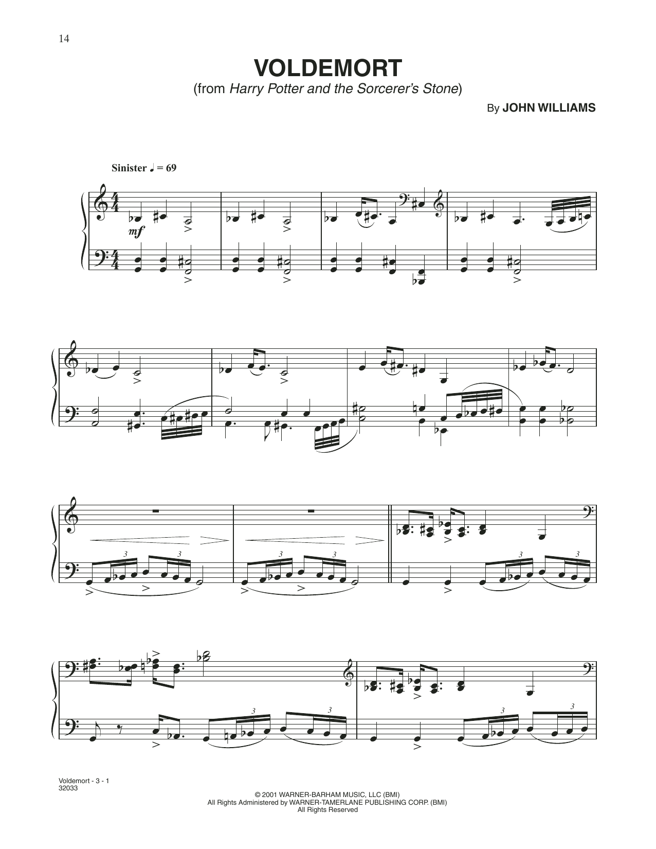 Download John Williams Voldemort (from Harry Potter) Sheet Music
