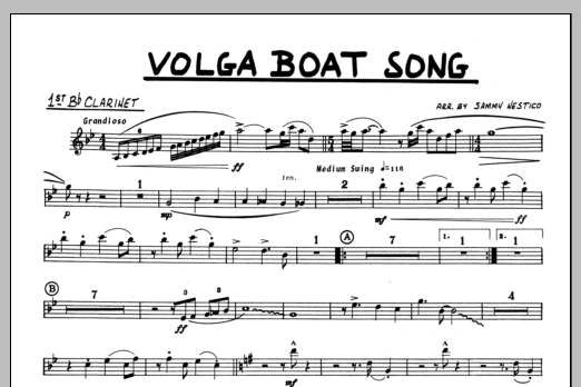 Download Sammy Nestico Volga Boat Song - 1st Bb Clarinet Sheet Music