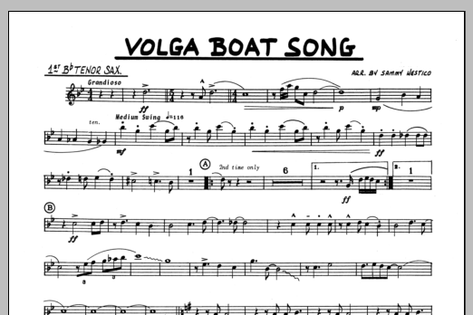 Download Sammy Nestico Volga Boat Song - 1st Bb Tenor Saxophon Sheet Music