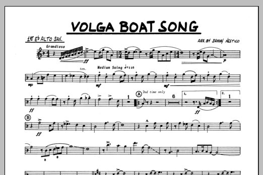 Download Sammy Nestico Volga Boat Song - 1st Eb Alto Saxophone Sheet Music