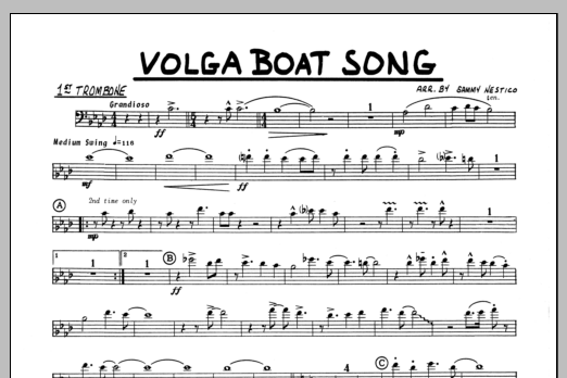 Download Sammy Nestico Volga Boat Song - 1st Trombone Sheet Music