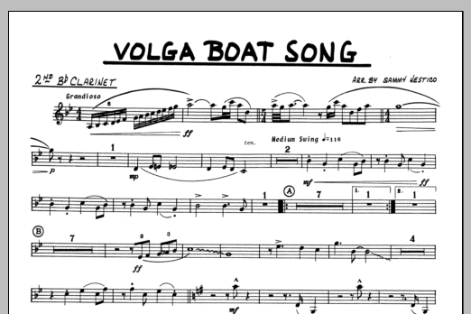 Download Sammy Nestico Volga Boat Song - 2nd Bb Clarinet Sheet Music