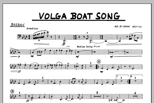 Download Sammy Nestico Volga Boat Song - Bassoon Sheet Music