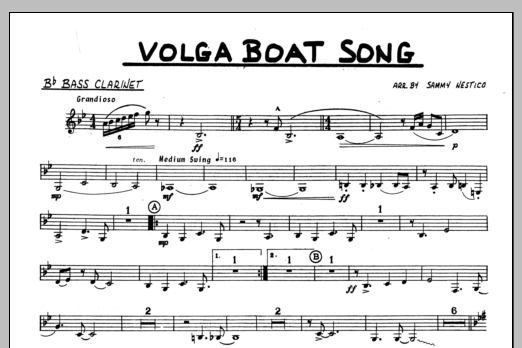 Download Sammy Nestico Volga Boat Song - Bb Bass Clarinet Sheet Music