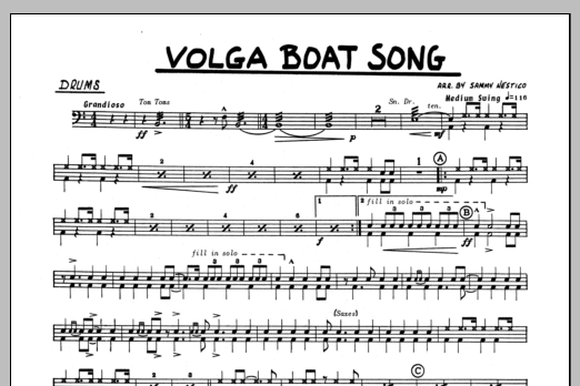 Download Sammy Nestico Volga Boat Song - Drums Sheet Music