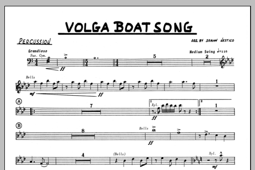 Download Sammy Nestico Volga Boat Song - Percussion Sheet Music