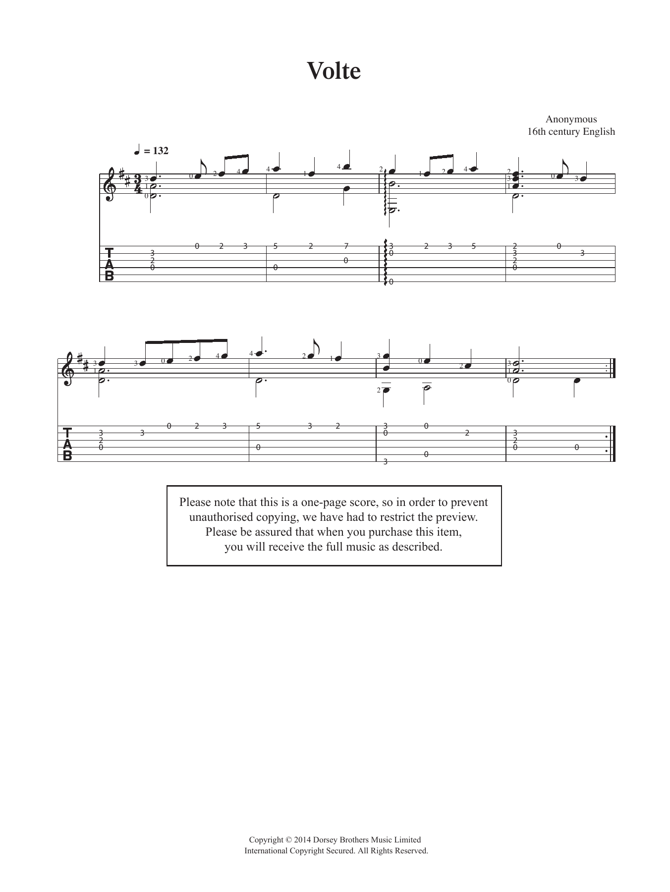 Download Anonymous Volte Sheet Music