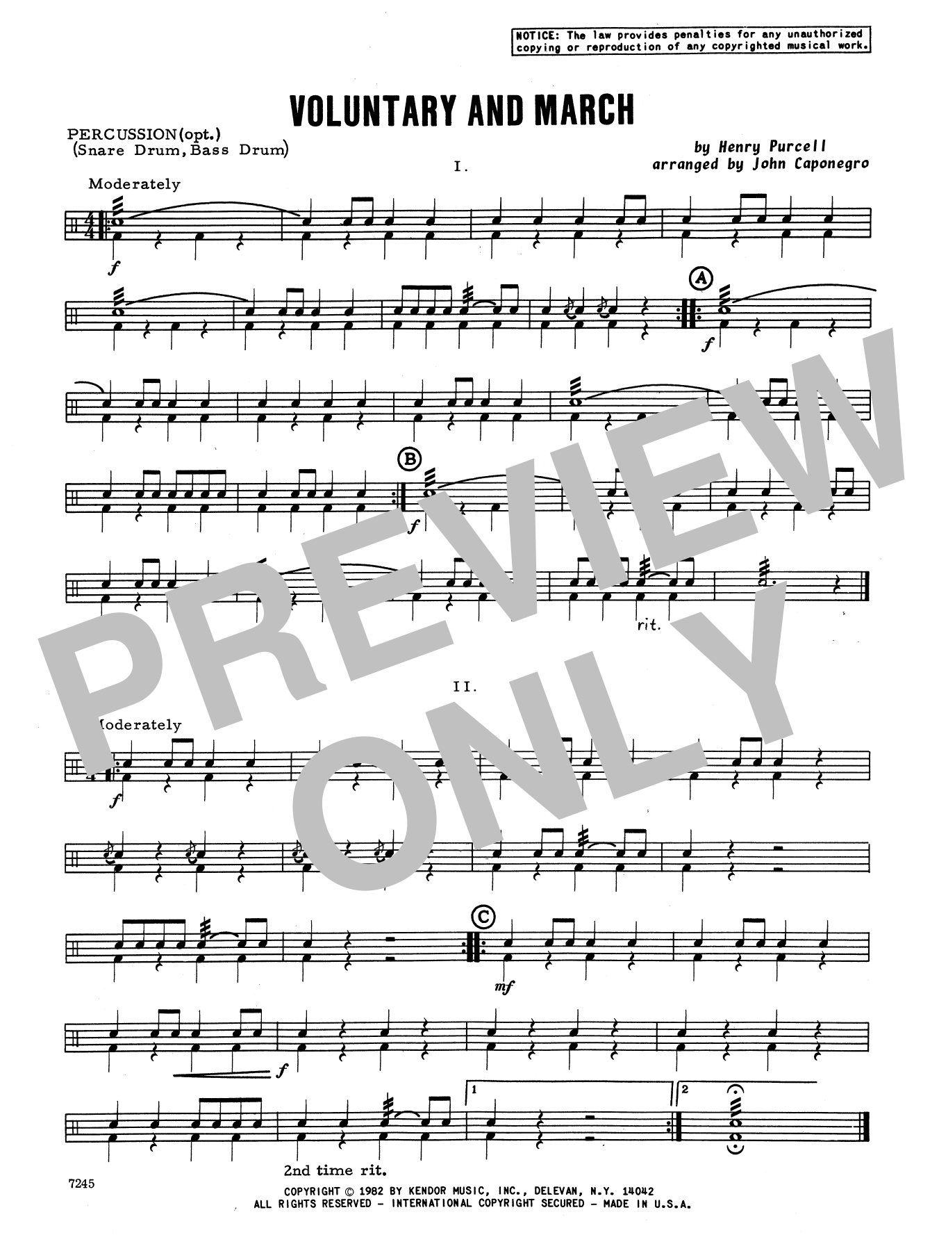 Download John Caponegro Voluntary and March - Percussion Sheet Music