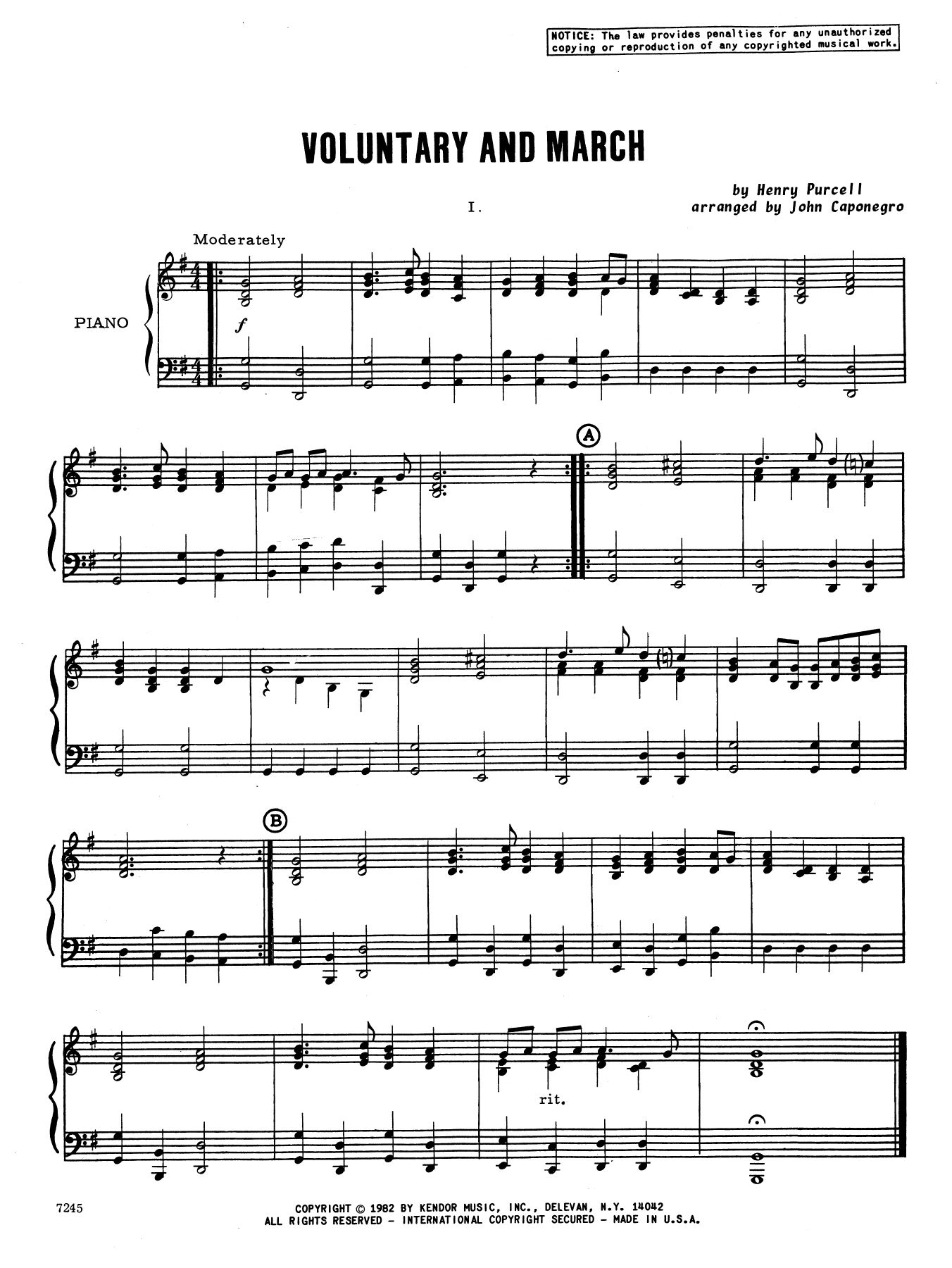 Download John Caponegro Voluntary and March - Piano Accompanime Sheet Music