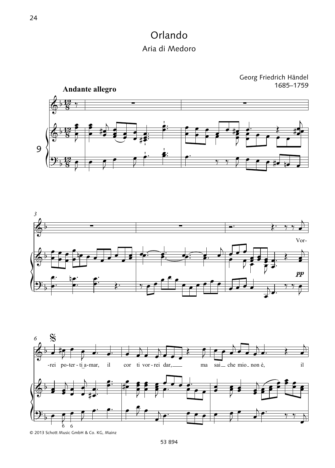 Download George Frideric Handel Vorrei poterti amar Sheet Music