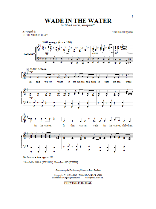 Download Ruth Morris Gray Wade In The Water Sheet Music