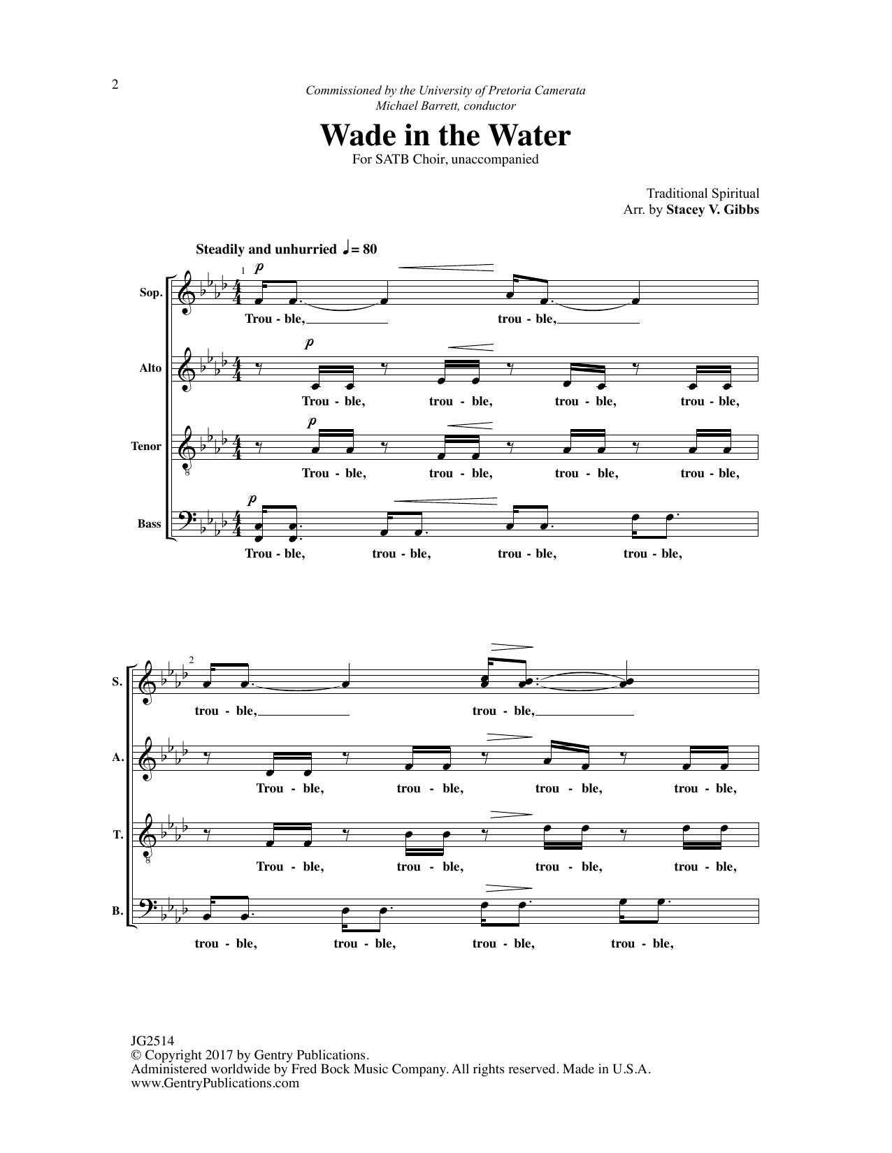 Download Stacey V. Gibbs Wade in the Water Sheet Music