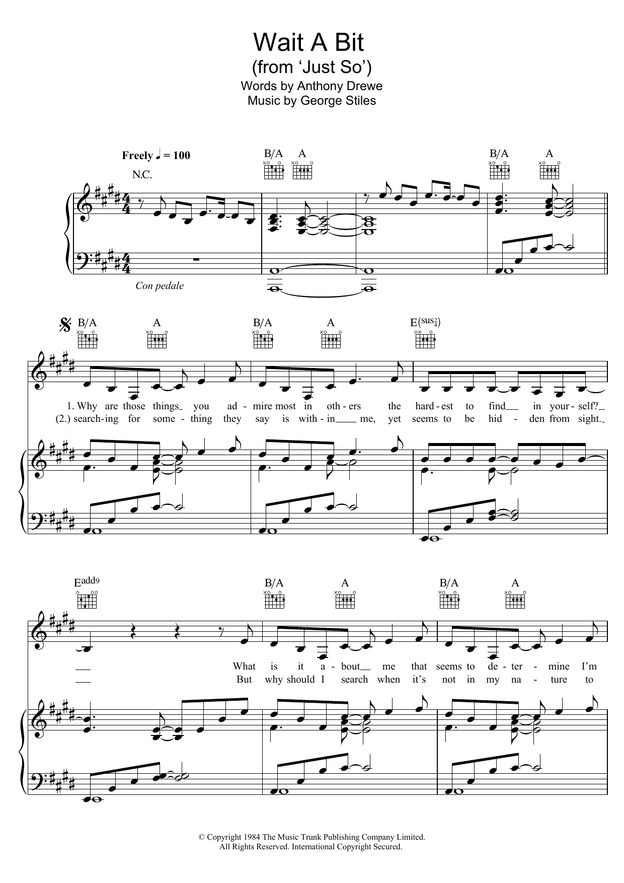 Download Stiles & Drewe Wait A Bit (from 'Just So') Sheet Music
