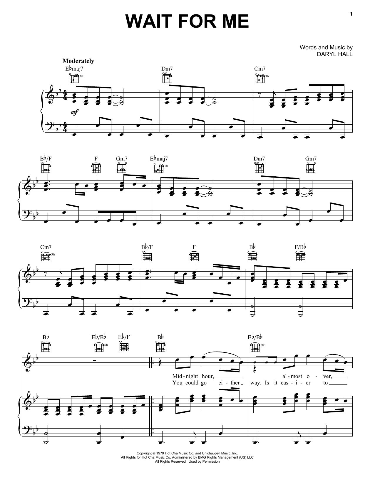 Download Hall & Oates Wait For Me Sheet Music