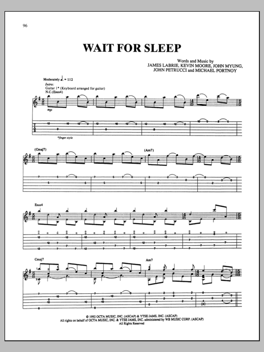 Download Dream Theater Wait For Sleep Sheet Music