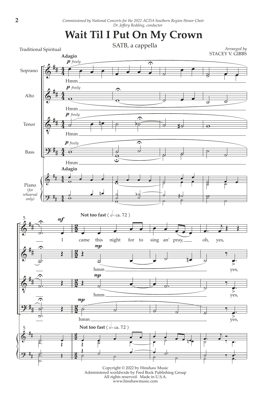 Download Traditional Spiritual Wait Til I Put On My Crown (arr. Stacey Sheet Music