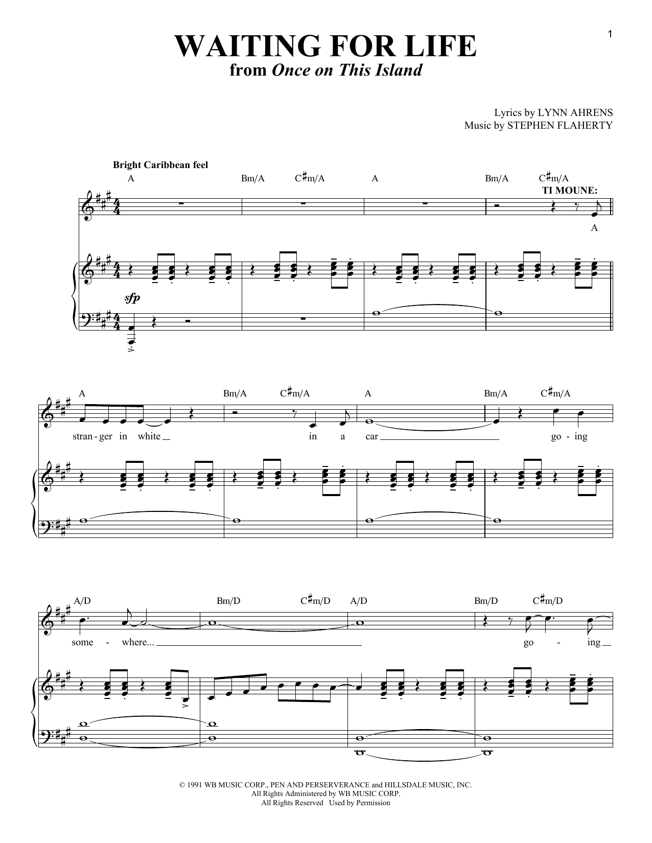 Download Lynn Ahrens and Stephen Flaherty Waiting For Life (from Once On This Isl Sheet Music