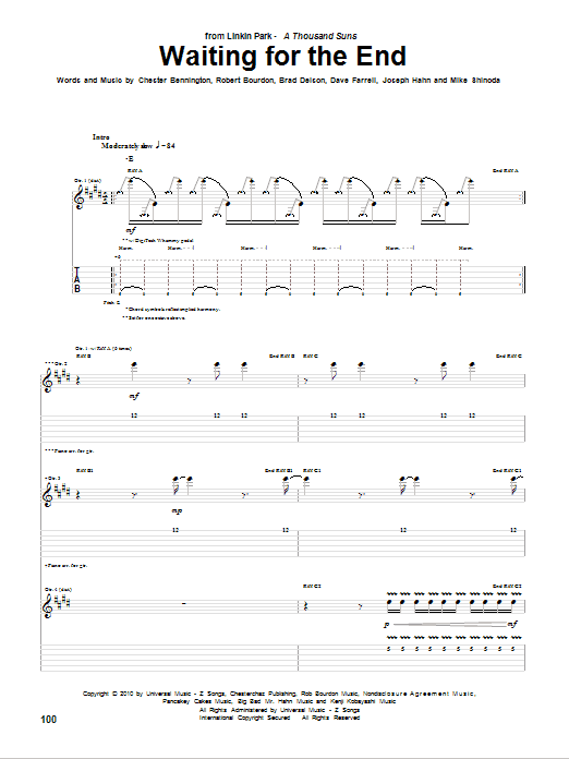 Download Linkin Park Waiting For The End Sheet Music